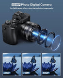 8K Digital Cameras for Photography Autofocus 88MP WiFi Professional 16X Digital Zoom Photography Camera with Dual-Lens for YouTube with Lens Hood, Touch Screen, 2 Batteries & Charging Stand