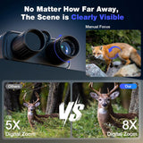 Night Vision Goggles, 4K Night Vision Binoculars, 5000mAH Rechargeable Infrared Binoculars with 3' Large Screen, 8X Digital Zoom External Flashlight for Camping